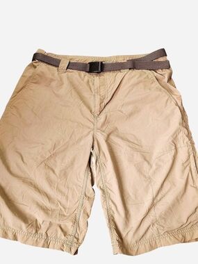 Columbia Tan HybriDry Cargo Shorts with Brown Web Belt